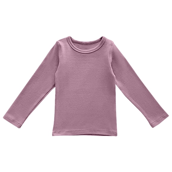 XXWXYD Kids Fleece Long Sleeve Shirt Crewneck Cotton Warm Cozy, Thermal Basic Layering Pullover Top For Boys Girls Fall Winter Casual Back-to-School Home Clothing 0-12 Years