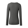thumbnail image 5 of HXWCHs Deep U Neck Long Sleeve Solid Color Casual Fashion T-Shirt for Women L Dark Gray, 5 of 5