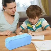 HBBKVI Pencil Case with Zipper, Large Capacity Pencil Bag for Office Men Women, Silica Gel Stationery Pen Bag Sky Blue