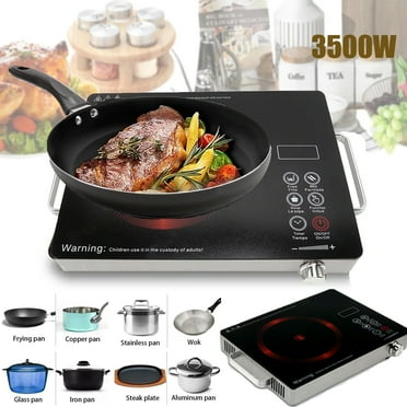 LASIEYO 3500W Hot Plate Electric Ceramic Stove Infrared Induction Cooker Home Cooktop Cooking Furnace US 110V, Electric Stove Portable Cooker Cooktop 2 Handle for Cooking