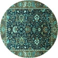 thumbnail image 1 of Ahgly Company Indoor Round Oriental Turquoise Blue Industrial Area Rugs, 4' Round, 1 of 4