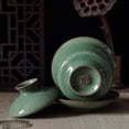 thumbnail image 4 of Teacups with Lid 5-Ounce Teacup and Saucer Set Glazed Crack Porcelain Chinese Celadon, 4 of 9