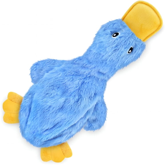 BESTSKY Interactive Squeaky Dog Chew Toy, Ideal Dog Toys for Chewers, Small, Medium & Large Dogs, and Fetch Lovers - Crinkle Duck (Blue), Large