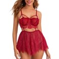 thumbnail image 4 of VISgogo Conjunto de Ropa Interior de Mujer de 3 Piezas, Sujetador de Flor de Encaje con Correa de lencería Sexy + Falda Corta de Malla + Trajes de Tanga VISgogo moda, 4 of 4