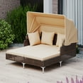 thumbnail image 4 of Gymax Daybed w/ Retractable Canopy PE Wicker Rattan Patio Double Chaise Lounger Brown, 4 of 9
