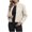 Beige, variant on Women's Faux Leather Motorcycle Jacket Long Sleeve Hoodless Moto Biker Outwear with Stand Up Collar and Zipper Front | Casual Edgy Jacket for Daily Wear, Work, or Night Out