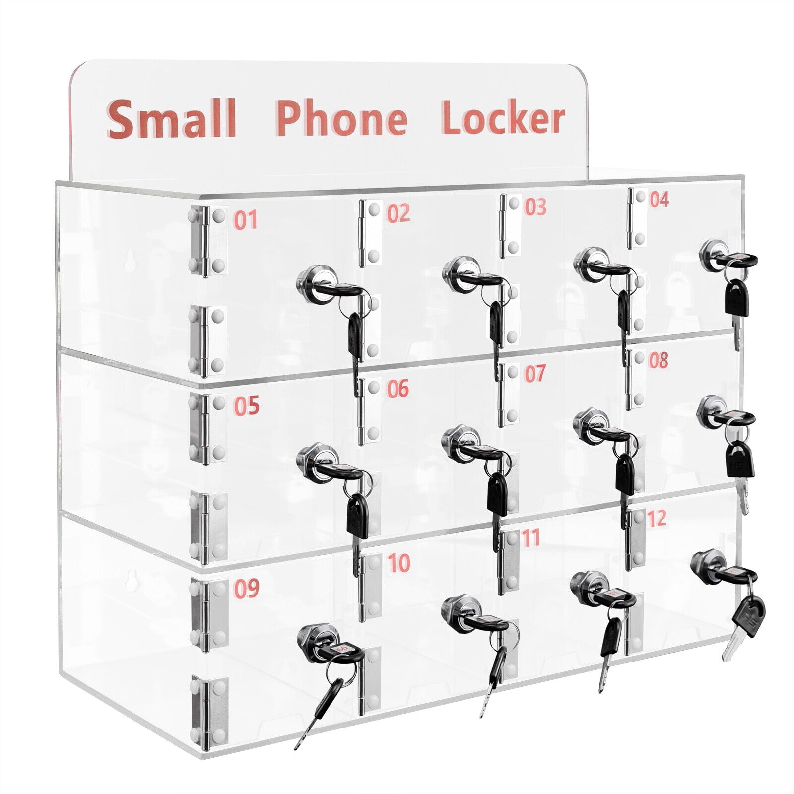 Threan Cell Phone Locker Box Clear Cell Phone Storage Acrylic Cell Phone  Lock Box with Door Locks and Keys Wall Mounted Cell Phones Storage Cabinet
