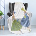 thumbnail image 4 of Vintage Woman Soft Flannel Fleece Throw Blanket, 2 Women Walking Dressed in Style of 1950s Fashion Vibrant Color Polka Dots, Cozy Plush for Indoor and Outdoor Use, 50" x 60", Multicolor, by Ambesonne, 4 of 5