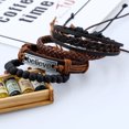thumbnail image 2 of Bracelet en Simili Cuir Tressé Bracelets Manchette Punk Wrap pour Hommes Femmes Marron Réglable, 2 of 5