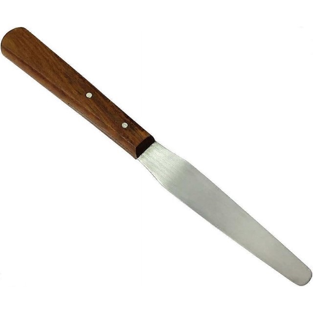 ZHAOCHENG Cuchillo de paleta de acero inoxidable con mango de madera cónico de 8,5 Espátula recta de acero inoxidable para crema Raspador de madera