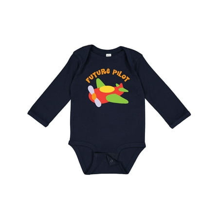 

Inktastic Future Pilot Airplane Boys or Girls Long Sleeve Baby Bodysuit