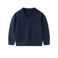 thumbnail image 2 of Girls V-Neck Knit Sweater Navy - School Uniform Pullover for Kids, Long Sleeve Soft Top,Size 5-6 T, 2 of 5