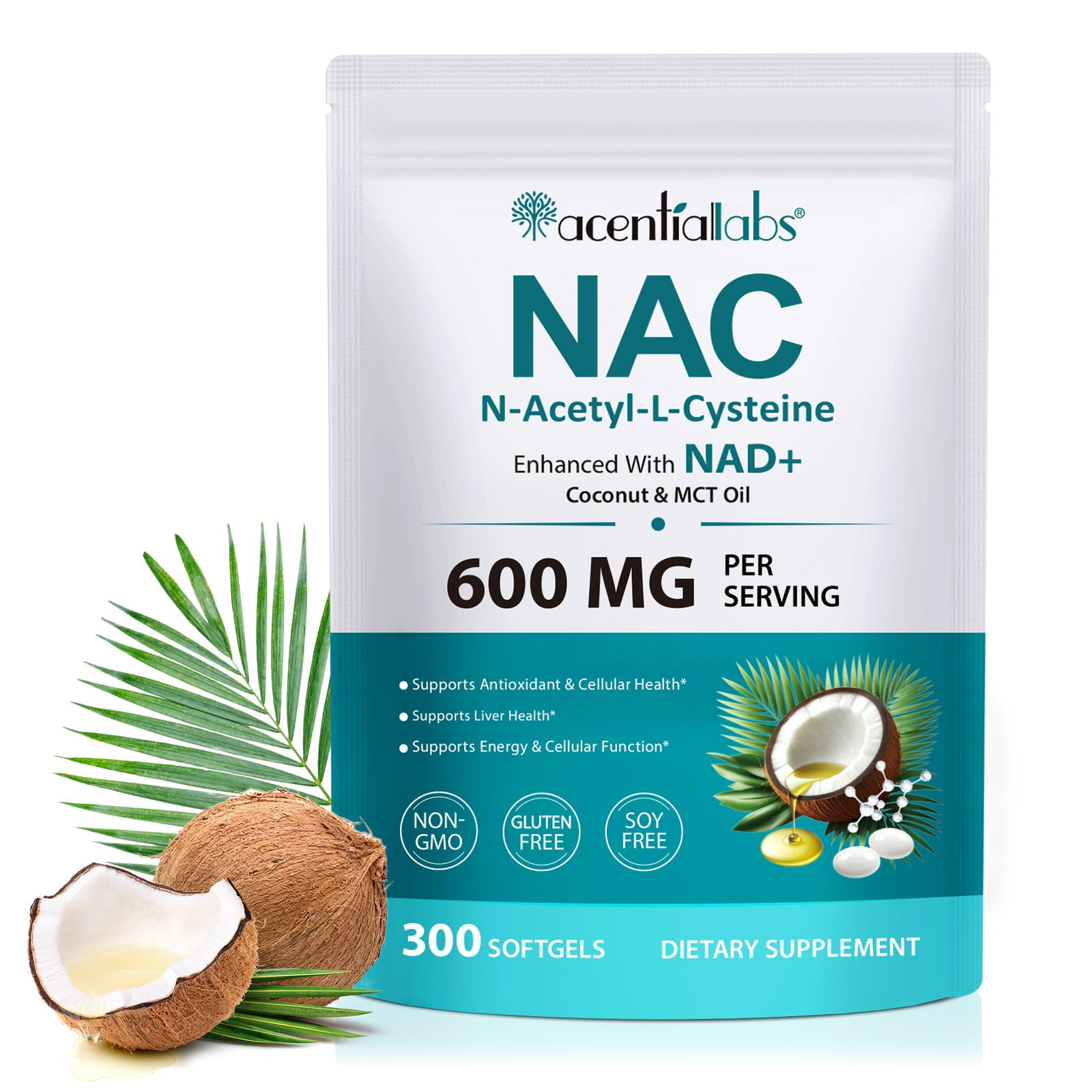 NAC 600 mg, NAC Supplement for Lung Health & Immune Support, Liver Support, 300 Capsules
