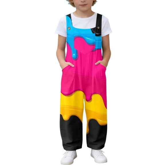 BOOMNY Girls Jumpsuits Ice Cream Graphic Sleeveless Spaghetti Strap Romper for Kids Soft Jumpsuit With Pockets
