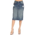 thumbnail image 5 of Fashion2Love Women's Juniors/Plus Size Calf - Length Ripped Pencil Stretch Denim Skirt, 5 of 7