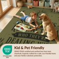 thumbnail image 4 of Design&I 6'x9' Washable Area Rug Olive Green Celestial Typography Sun and Moon Motif with Inspirational Text for Living Room, Family Indoor, Oversized Skid-Resistant, 4 of 7