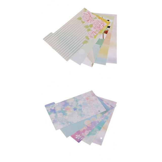 10 hojas A6 separadores de tarjetas de de floral pestaña de página para carpetas de anillas de 6 agujeros de cuaderno Gloria Índice de papel divisor de Notebook
