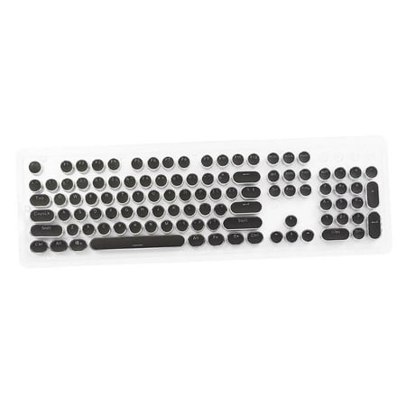 Round PBT Keycap Set with Translucent Layer Gaming Keyboard Retro Punk Typewriter- black