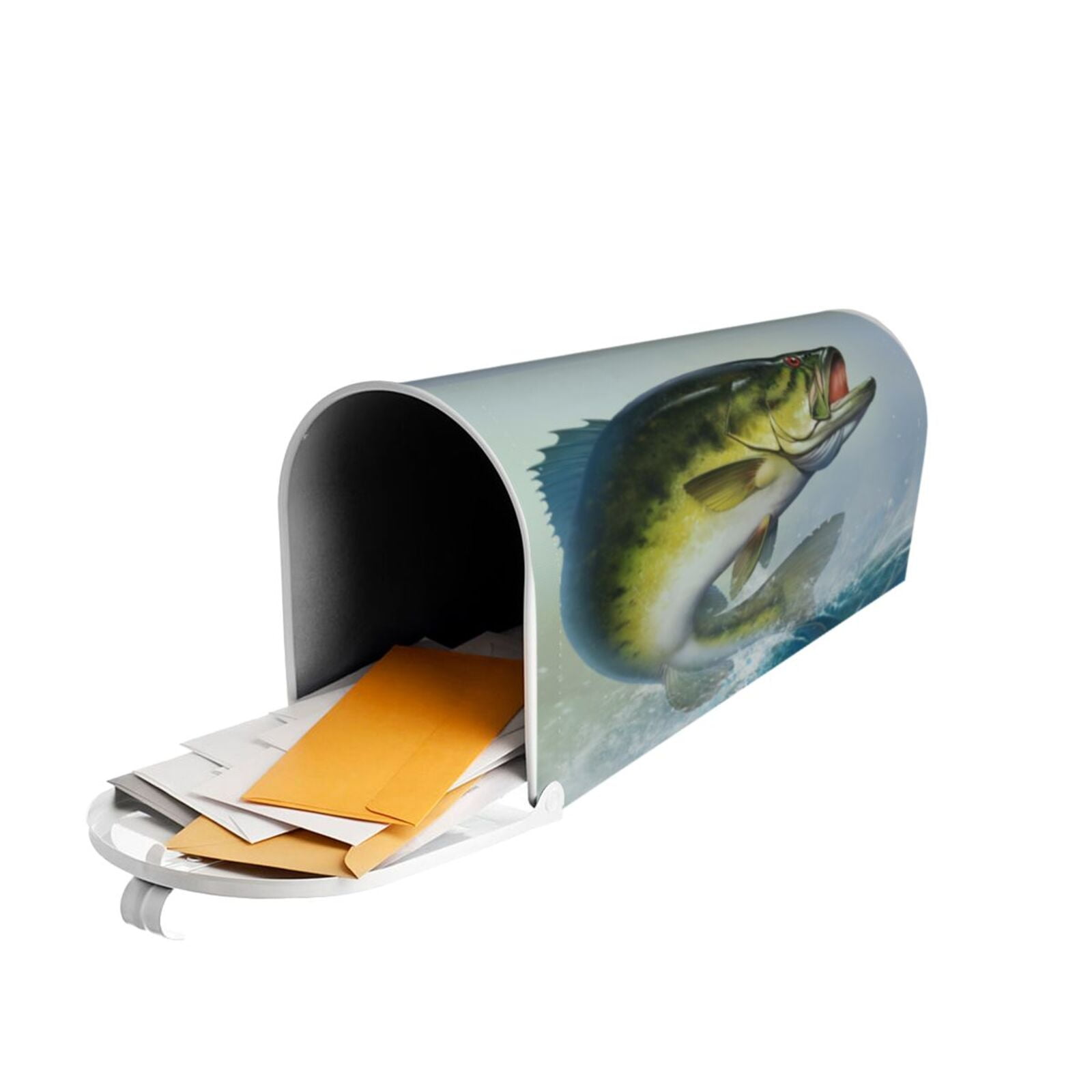 Xecao Largemouth Bass jumps out of water for Mailbox Cover with Magnetic Strips, Waterproof and Sunscreen, Adds a Decorative Touch to Your Garden Yard-21x18 in