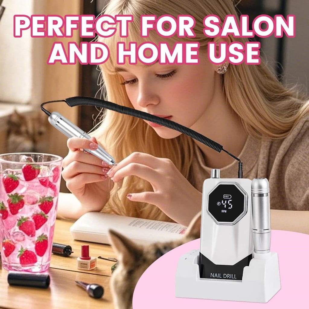 Portable Electric Nail File 45000RPM Cordless Nail Drill Machine Compact For Acrylic Nail Shaping Buffing Polishing