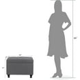thumbnail image 3 of Homebeez Storage Ottoman Bench with Side Pocket, 24 Inch Linen Rectangle Foot Rest Stool for End of Bed, Bedroom, Living Room, Entryway, Grey, 3 of 6