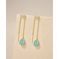 thumbnail image 4 of SNGIA 18K Gold Plated Threader Dangle Earrings for Women with Lagoon Teardrop Stone, 4 of 4