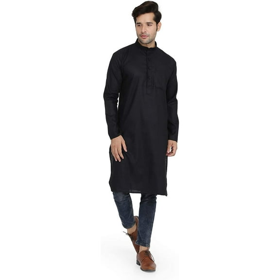 Royal Kurta Men's Cotton Regular Kurta (718/Black/Dobby//Kurta/38_Black_38)