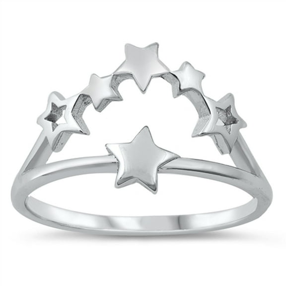 Sterling Silver Split Band Stars Ring Size 6