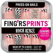 Fing'rs Prints Rock Rebel Press-On Nails, Check Mate, 26 count