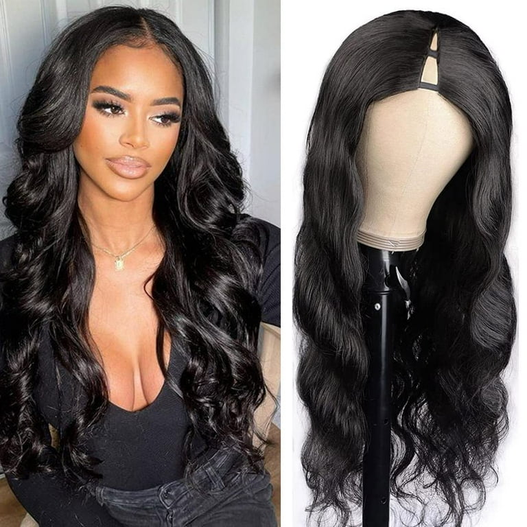 Body Wave 360 Lace Closure Wigs Human Hair Heat Resistant Natural Black  Color