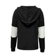 thumbnail image 5 of Nfurl Womens Ribbed Knit Pullover with Hooded Soft Long Sleeve Colorblock Hoodies Button Up Hood Sweatshirts Ladies Fall Tops Black M, 5 of 5