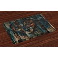 thumbnail image 1 of Ambesonne Savannah Place Mats Set of 4, Wild African Animals Art, Standard Size, Brown and Teal, 1 of 4