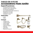 thumbnail image 3 of Set Completo De Accesorios Para Baño En Laton 6Pz MEER ACC-009, 3 of 10