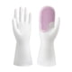 thumbnail image 2 of Guantes resistentes al calor para lavavajillas con estropajo integrado | Guantes reutilizables para ollas, sartenes y utensilios de cocina | Puño largo impermeable | Colores rosa, gris, verde y, 2 of 7