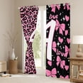 thumbnail image 3 of Erosebridal Leopard Print A Letter Black Out Curtains for Girls, Black Pink Bowknot Curtains Pack of 2 (42x63 Each), 3 of 6