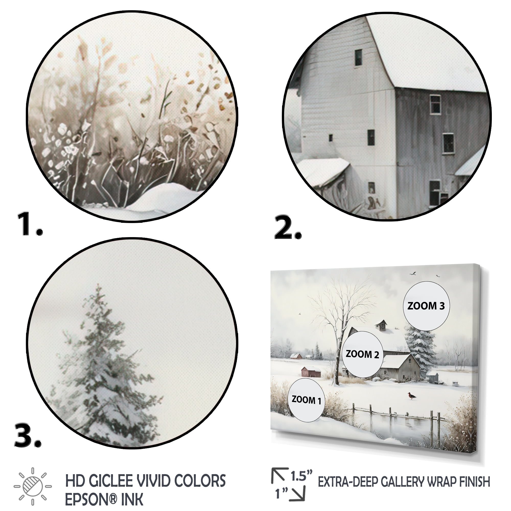 Designart Cold Winter View On The Country IV Canvas Wall Art