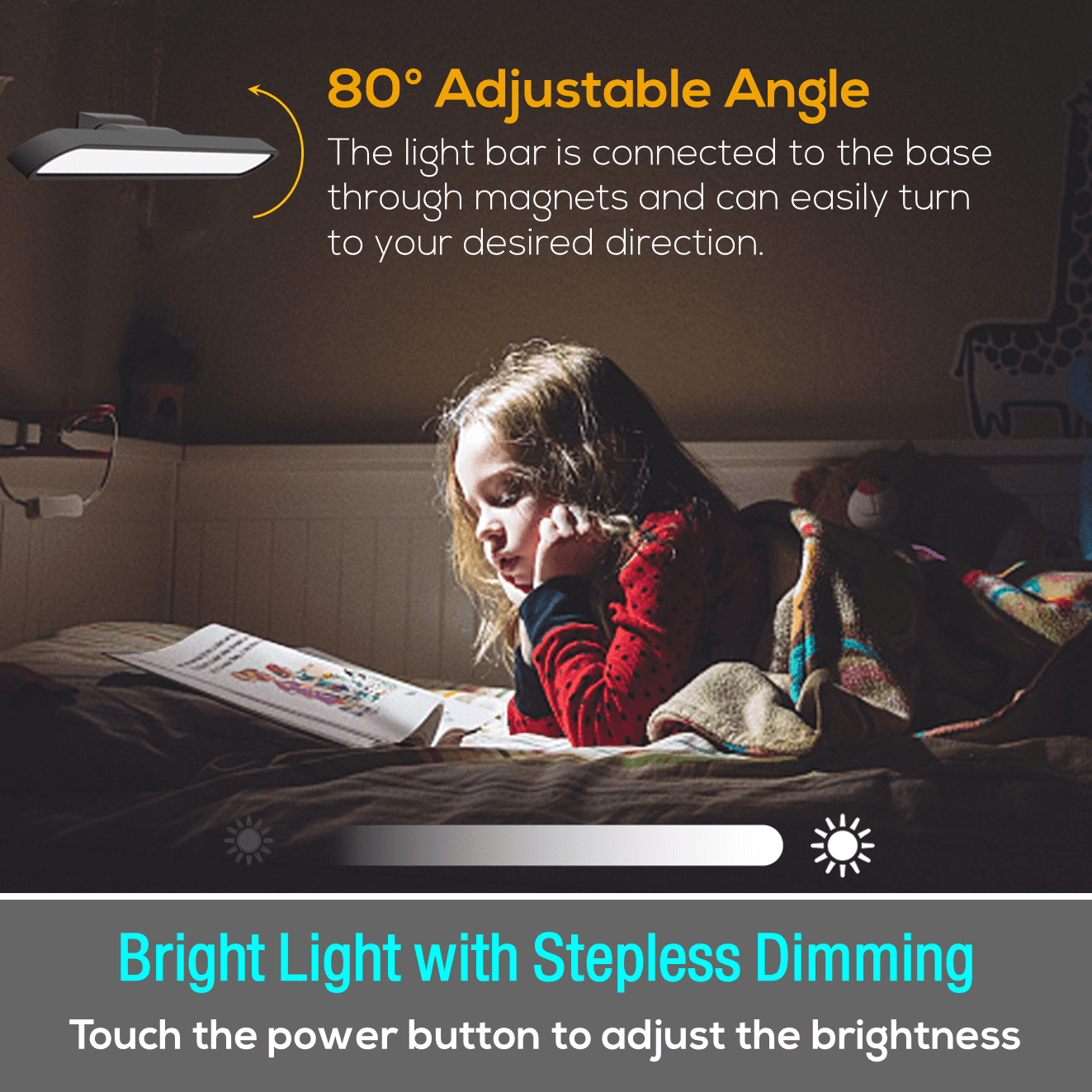 Under Cabinet Lights - Rechargeable 28 LED Closet Lights w/ Adjustable Angle, Stepless Dimming and 3 Color Modes, Under Counter Lights for Kitchen, Wall Read Light(3 Pack)