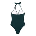 thumbnail image 5 of YTCAMLO Backless Womens One Piece Swimsuit Casual Halter Ruched Tummy Control Bathing Suit Cheeky Summer Beach Swimwear, Navy XXL, 5 of 8