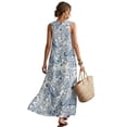 thumbnail image 2 of Xixirimido Toile de Jouy Blue Print Women Maxi Dresses Casual Summer Dresses Tank Long Flowy Sleeveless Sundresses with Pockets Beach Vacation Outfits, Parrot Butterfly Leopard, XX-Large, 2 of 7