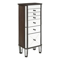 Pemberly Row 6-Drawer Wood Jewelry Armoire with Flip Top in Walnut Brown/Cream