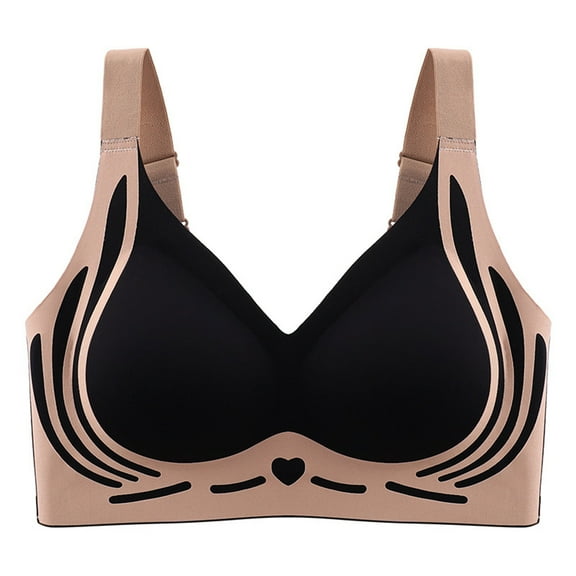 AINIYS Secure Fit Bra for Women Lift and Support Push-Up Bra Wide Straps Breathable Everyday Bras Seamless Bralette Sports Yoga Bra Plus Size Cleavage Bra Black M