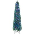 thumbnail image 1 of Patiojoy 7 FT Fiber Optic Artificial Christmas Tree Prelit Pencil Christmas Tree with 697 Branch Tips Foldable Metal Stand, 1 of 9