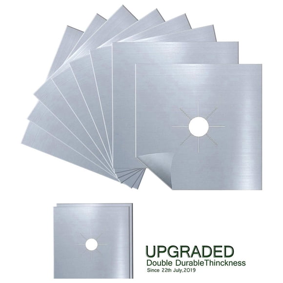 CIMAXIC 4Ud Cubiertas Para Quemadores De Gas Plateadas Con Orificio Precortado Y Limpieza Fácil