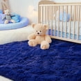 thumbnail image 4 of ZENELESS Fluffy Area Rugs for Living Room,4x6 Shag Rectangular Carpets for Bedroom Blue, 4 of 7