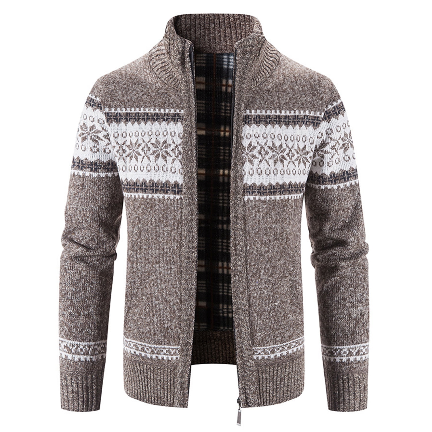 Lu's Chic Men's Long Sleeve Cardigan Sweater Thermal Slim Fit