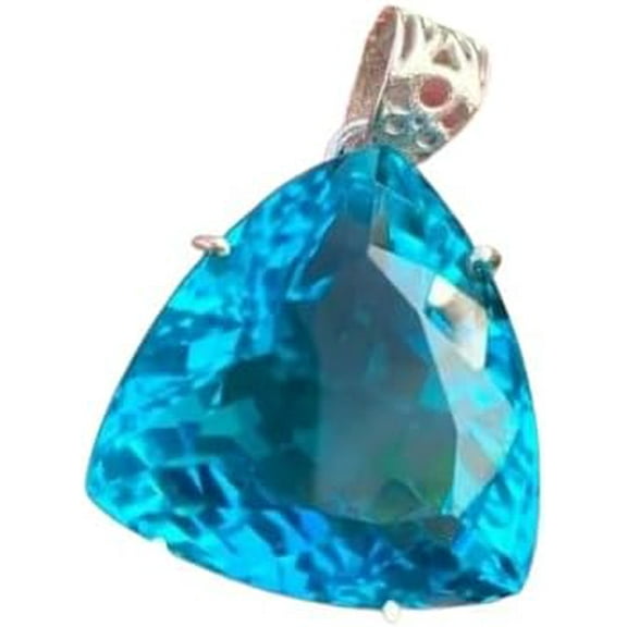 Natural Sky Blue Topaz 925 Solid Silver Pendant 94.00 Ct Trillion Cut Gemstone