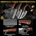 thumbnail image 3 of SliceElite 3PCS Hand-Forged Butcher Knife Set – Cleaver, Viking, Boning Knives for Meat Cutting – Chef BBQ Gift with Box for Men, 3 of 9