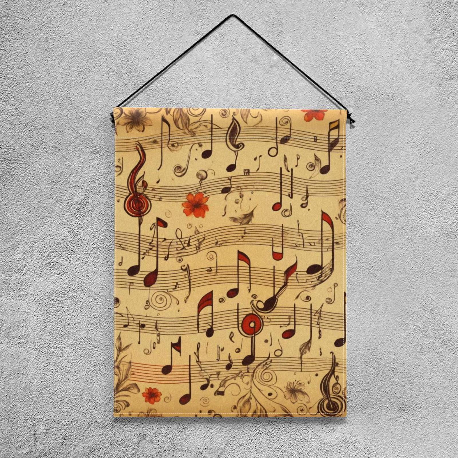 Music Notes Retro Pattern Double Sided Garden Flag Decorative Weather Resistant Yard Flag, Large DIY Vertical Flag for Farmhouse Patio Lawn, 28x40 Inch