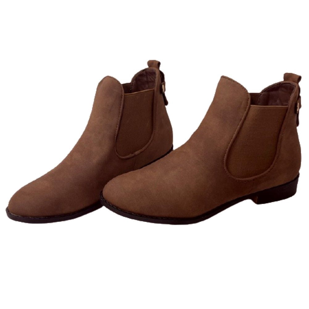 Elastic Panel Chelsea Ankle Boots TAN 