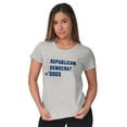thumbnail image 3 of Republican Democrat Dogs Pet Lover Womens Fitted Plus Size Graphic Tee Brisco Brands 2X, 3 of 5
